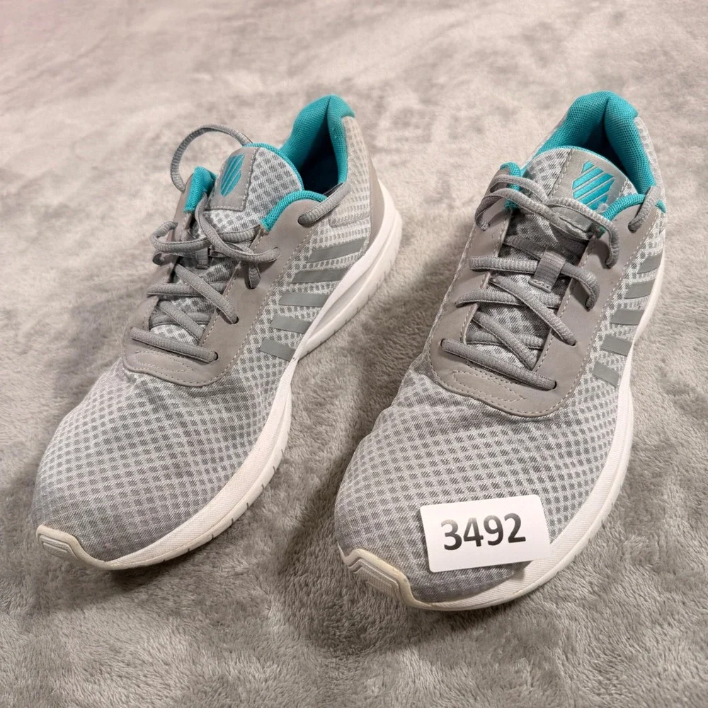 K-Swiss K17/111 Sneakers Men 11 Grey Teal Low Top Mesh Running Shoes 05481-044-M